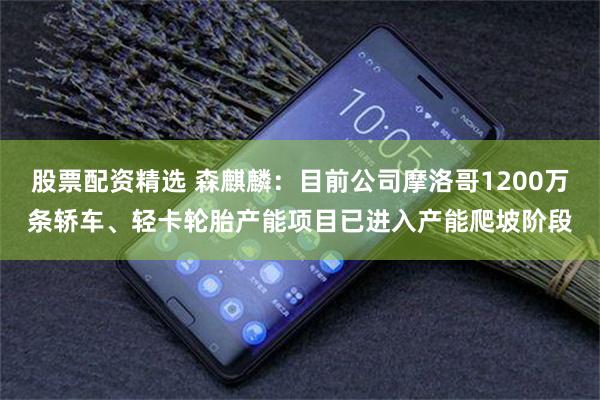股票配资精选 森麒麟：目前公司摩洛哥1200万条轿车、轻卡轮胎产能项目已进入产能爬坡阶段
