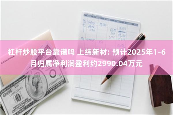 杠杆炒股平台靠谱吗 上纬新材: 预计2025年1-6月归属净利润盈利约2990.04万元