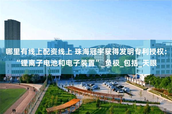 哪里有线上配资线上 珠海冠宇获得发明专利授权：“锂离子电池和电子装置”_负极_包括_天眼