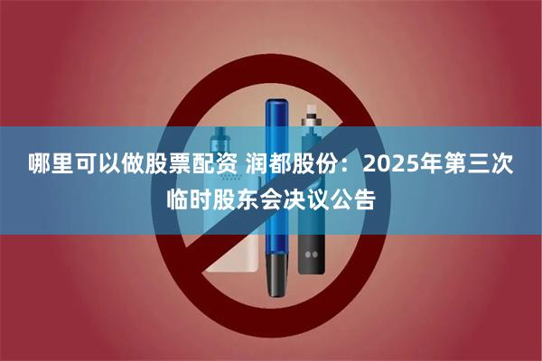 哪里可以做股票配资 润都股份：2025年第三次临时股东会决议公告
